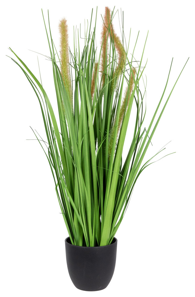 24" Potted Artificial Onion Grass Plant Modern Artificial Plants And Trees by Northlight