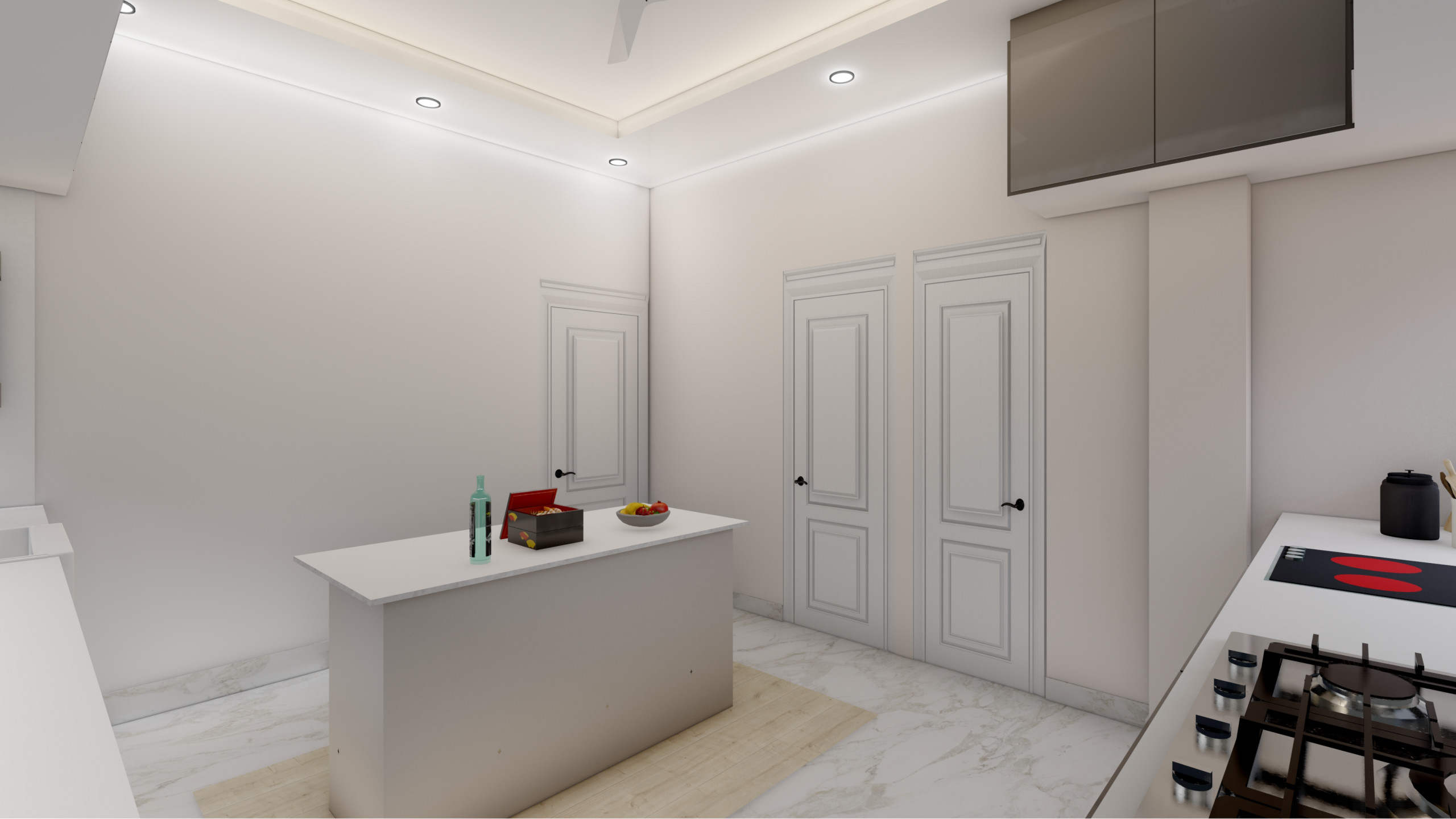 Sleek Grey and White Kitchen Design in Virginia Water