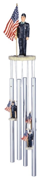 Wind Chime Round Top Air Force with US Flag Hanging Garden Decoration