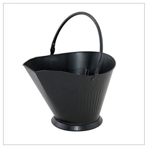 Traditional Black Corrugated Steel Coal Hod w Thick Handle