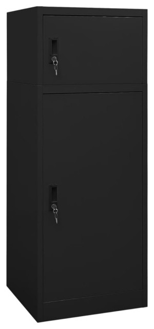 vidaXL Saddle Cabinet Black 20.9"x20.9"x55.1" Steel Tack Locker Furniture, Black