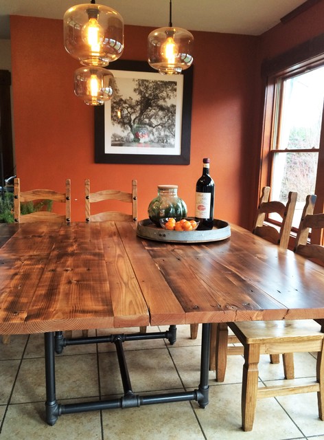 Reclaimed Wood Table With Pipe Legs Country Kitchen Seattle