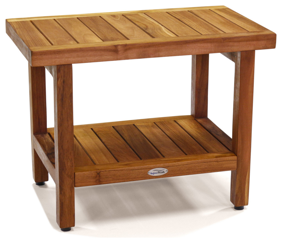 The Original 24" Spa™ Teak Shower Bench with Shelf Traditional