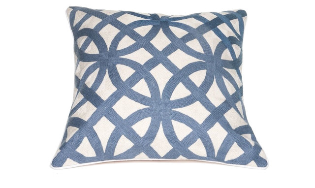 Circles Crewel Cashmere Embroidered Pillow Cover