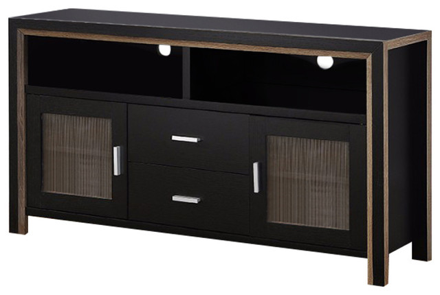 Tv Stand With See Through Plastic Cabinets Black And Brown