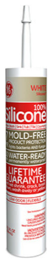GE GE5070 Silicone II Kitchen and Bath Caulk, White, 10.1 Oz