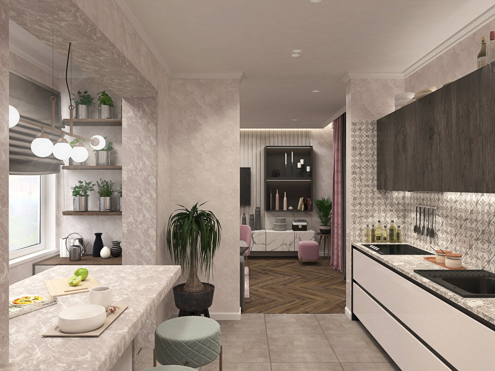 Кухня объеденная с лоджией