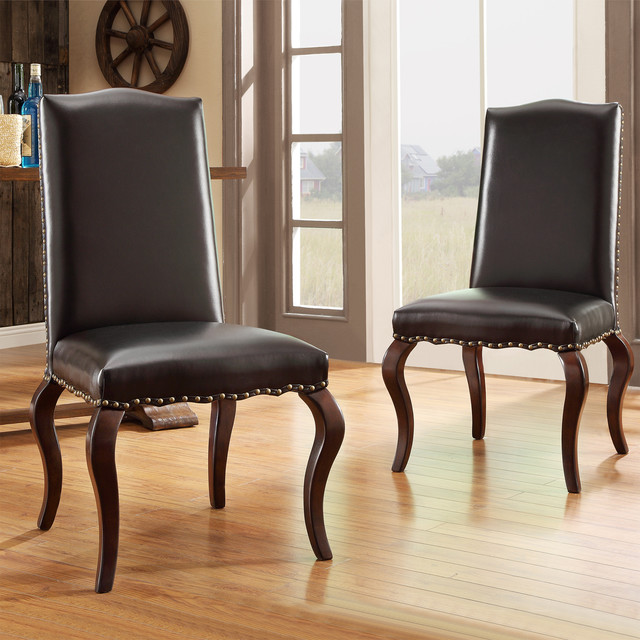 INSPIRE Q Lorell Brown Bonded Leather Upholstered Traditional Dining Chair (Set
