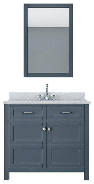 Venice 36" Single Bathroom Vanity Set with 1" Carrera Marble Top ...