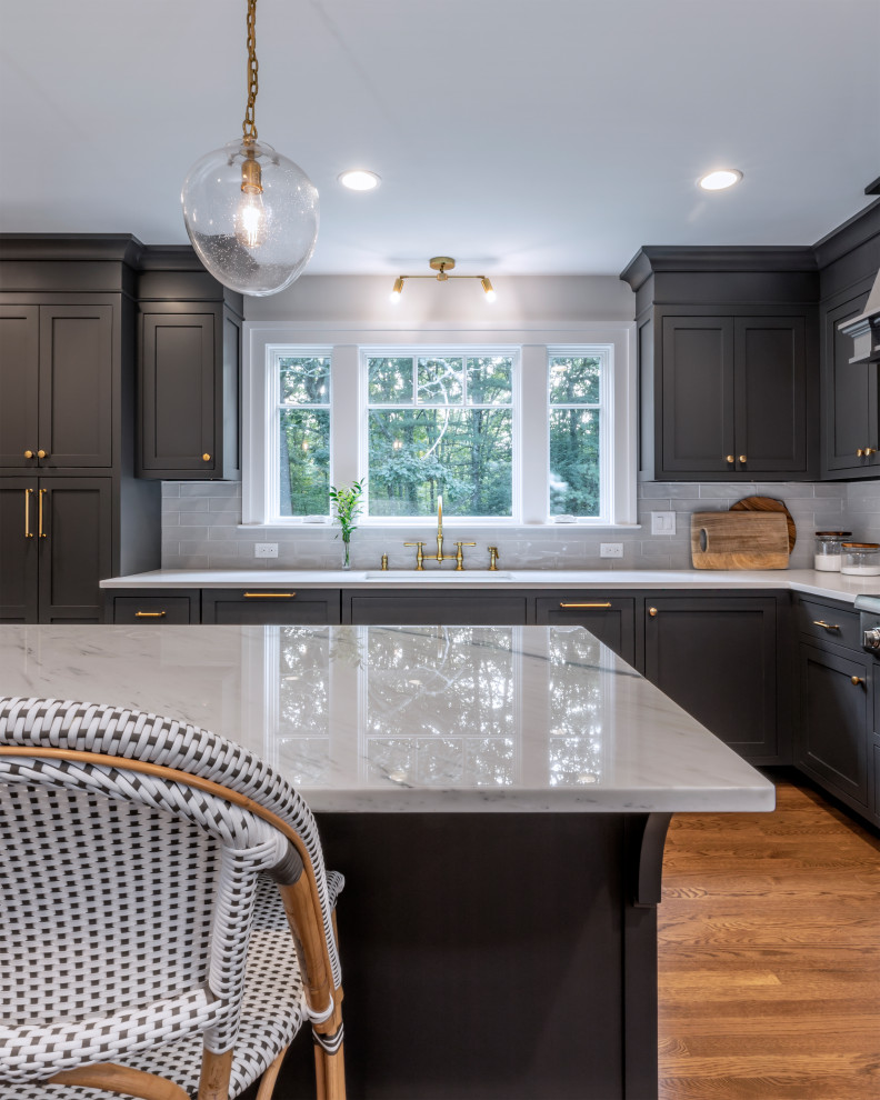 Dark Bright Countertops Transitional Kitchen Boston