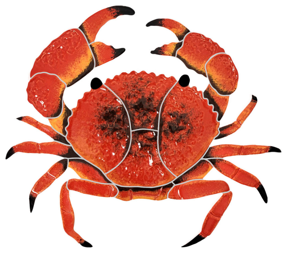 Crab Ceramic Swimming Pool Mosaic, Red 9"x10"
