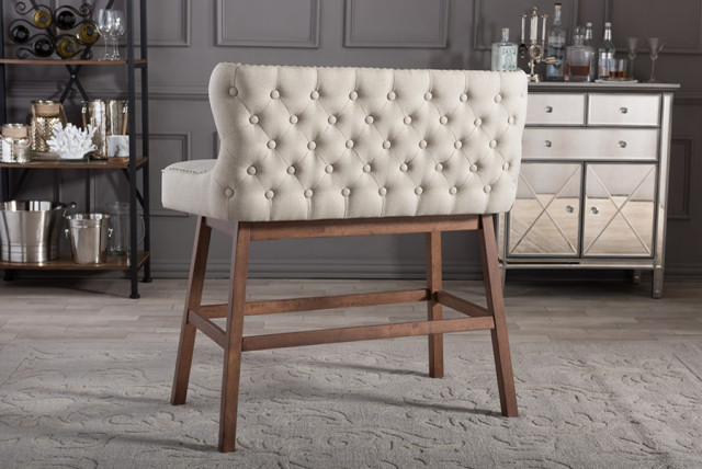 Baxton Studio Gradisca Modern and Contemporary Light Beige Fabric Button-tufted Upholstered Bar Bench Banquette Bar Furniture BBT5218 main image 0