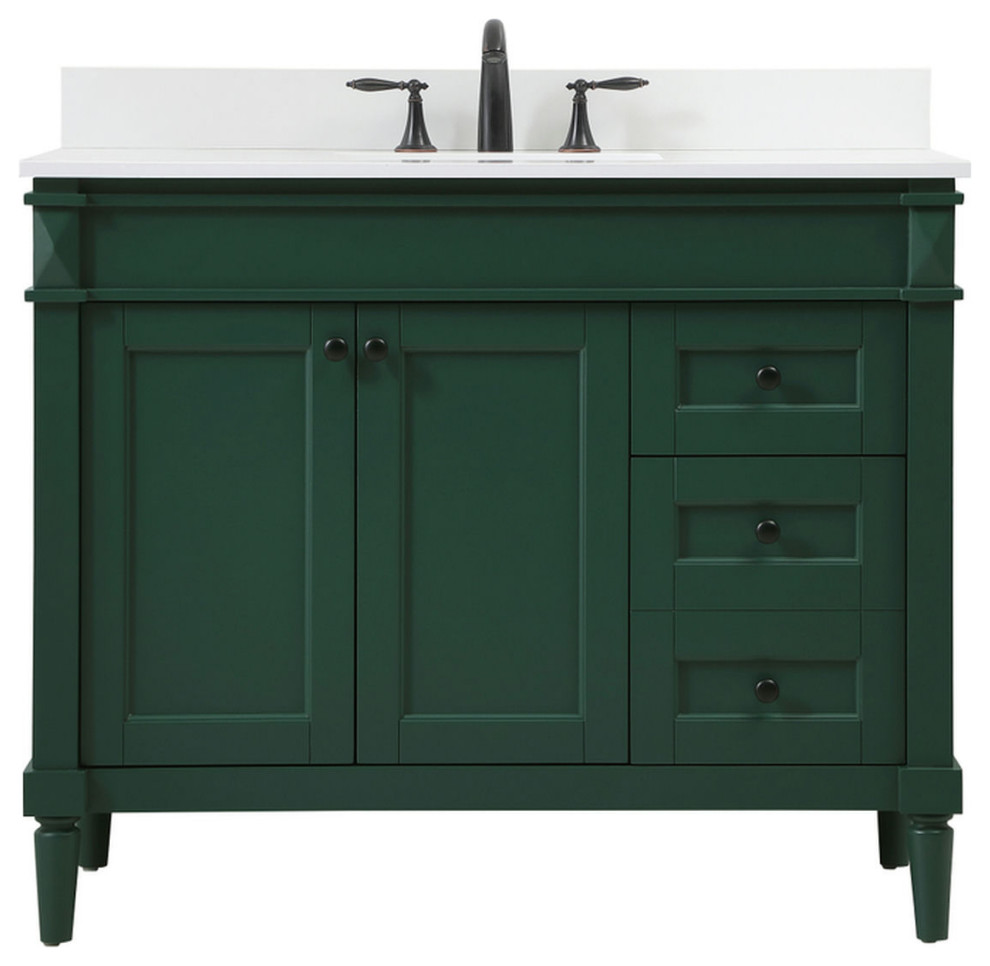 42" Single Bathroom Vanity, Green With Backsplash, Vf31842Gn-Bs ...