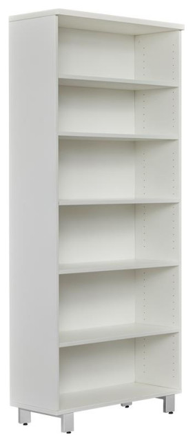 K101 Contemporary Bookcase with 6 Shelves in White