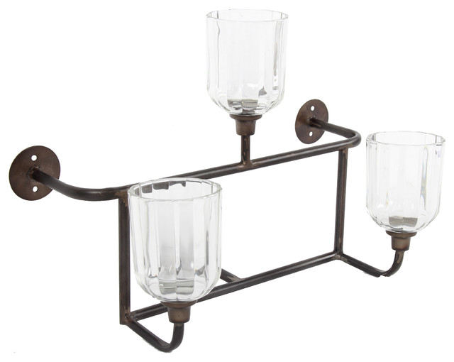 Metal and Glass Wall Sconce, Candle Holder - Industrial - Wall Sconces - by Fantastic Decor LLC