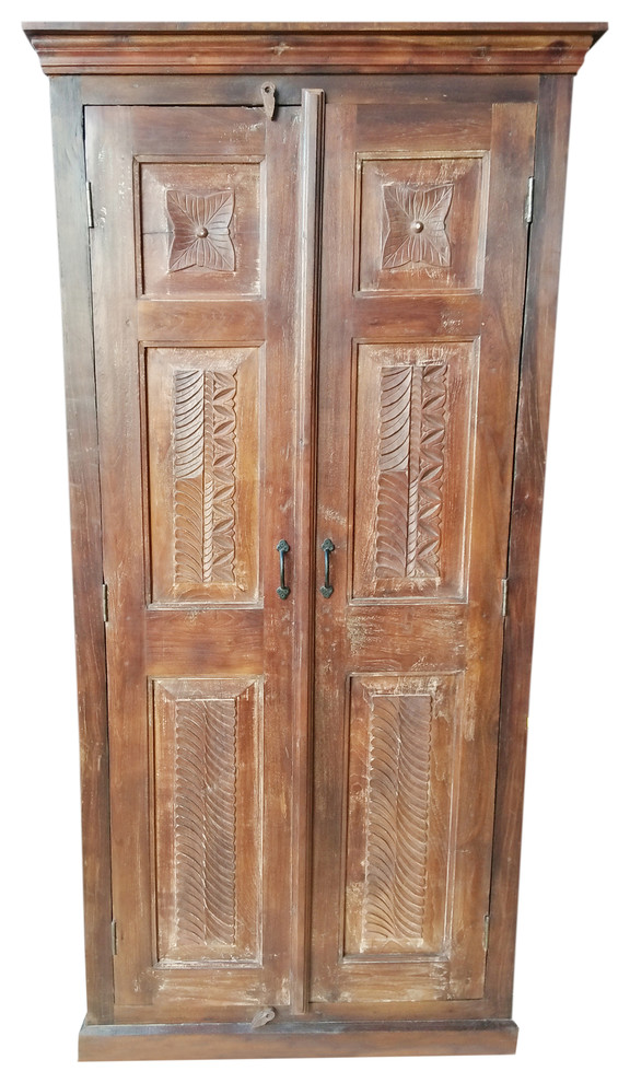 Consigned Antique Armoire Wardrobe Large Armoire Hand Carved