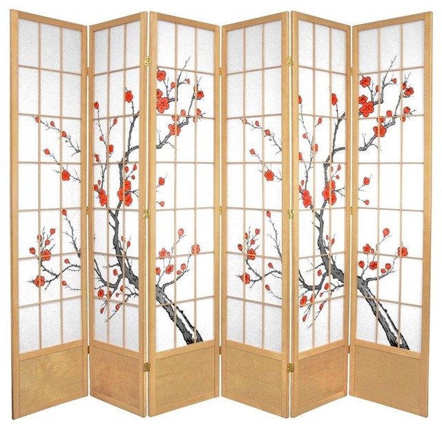 7 ft. Tall Cherry Blossom Shoji Screen Asian Screens And Room