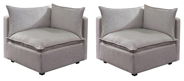 Furniture of America Drevi Fabric Corner Chair in Light Gray (Set of 2)