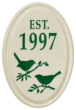 White Hall Bird Silhouette Ceramic Oval Petite Wall Vertical Address Plaque