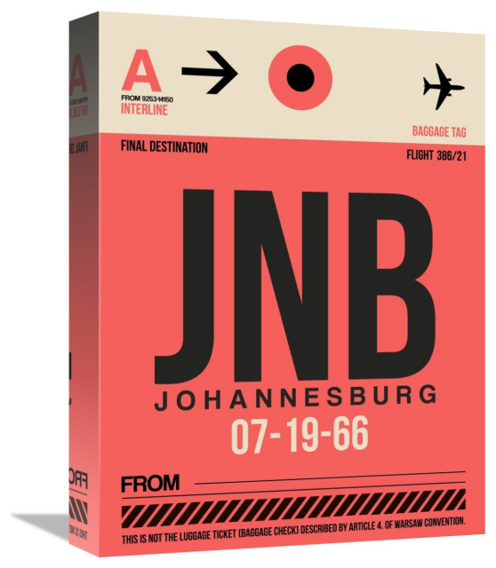 "JNB Johannesburg Luggage Tag 2" Fine Art Print, 12" x 16" Modern