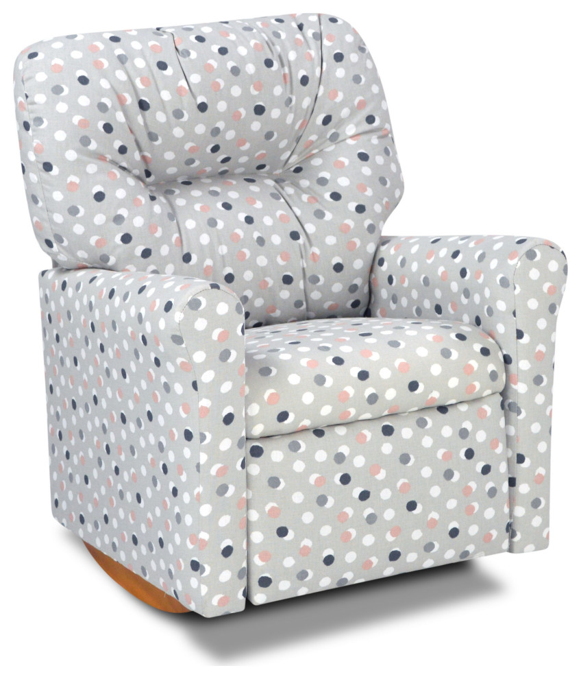 Contemporary Rocker Recliner, Free Dot French Gray Contemporary