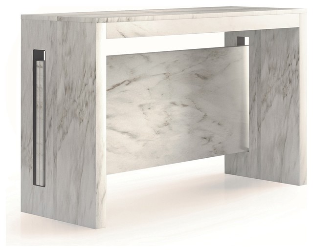 Erika White Carrara Melamine Extendable Console Dining Table By Casabianca Home Erika White Carrara Melamine Extendable Console Dining Table By Casabianca Home