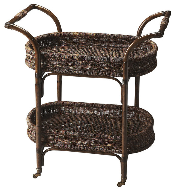 Fiji Rattan Serving Cart Tropical Bar Carts By Hedgele