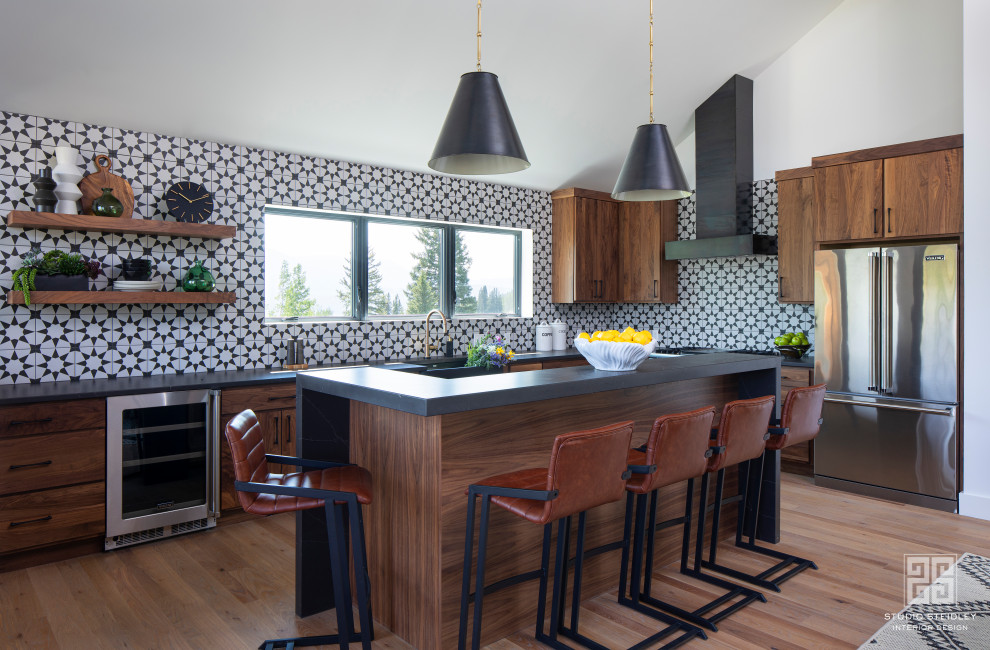 Example of a mountain style kitchen design in Denver