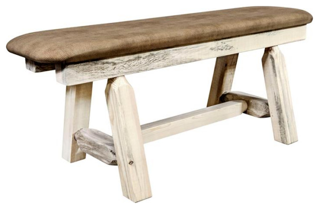 Montana Woodworks Homestead 45" Solid Pine Wood Plank Style Bench in Natural