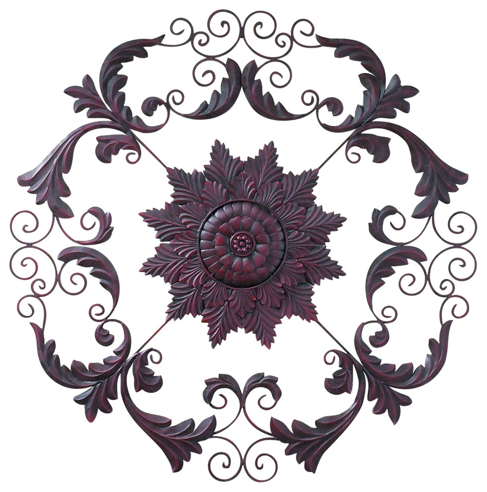 Antique Brown Iron Wall Medallion Mediterranean Metal Wall Art by
