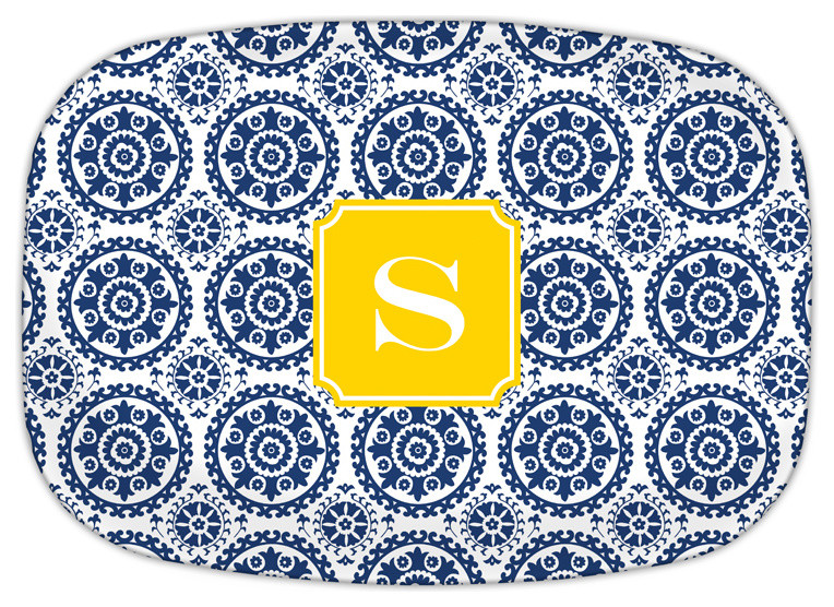 Melamine Platter Suzani Single Initial, Letter S