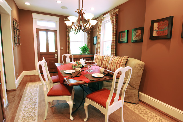 rust colored dining room