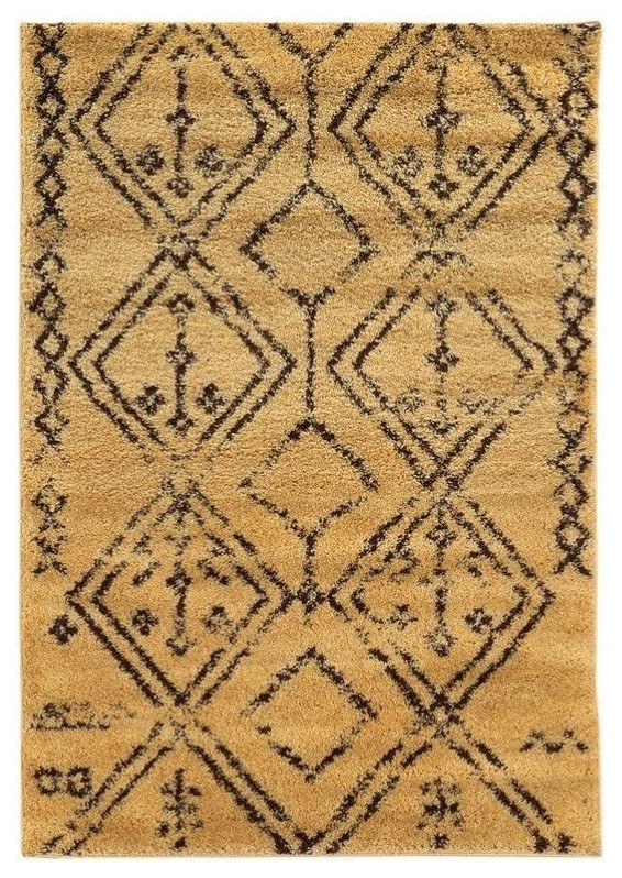 Linon Moroccan Fes Power Loomed Polypropylene 5'x7' Rug in Brown