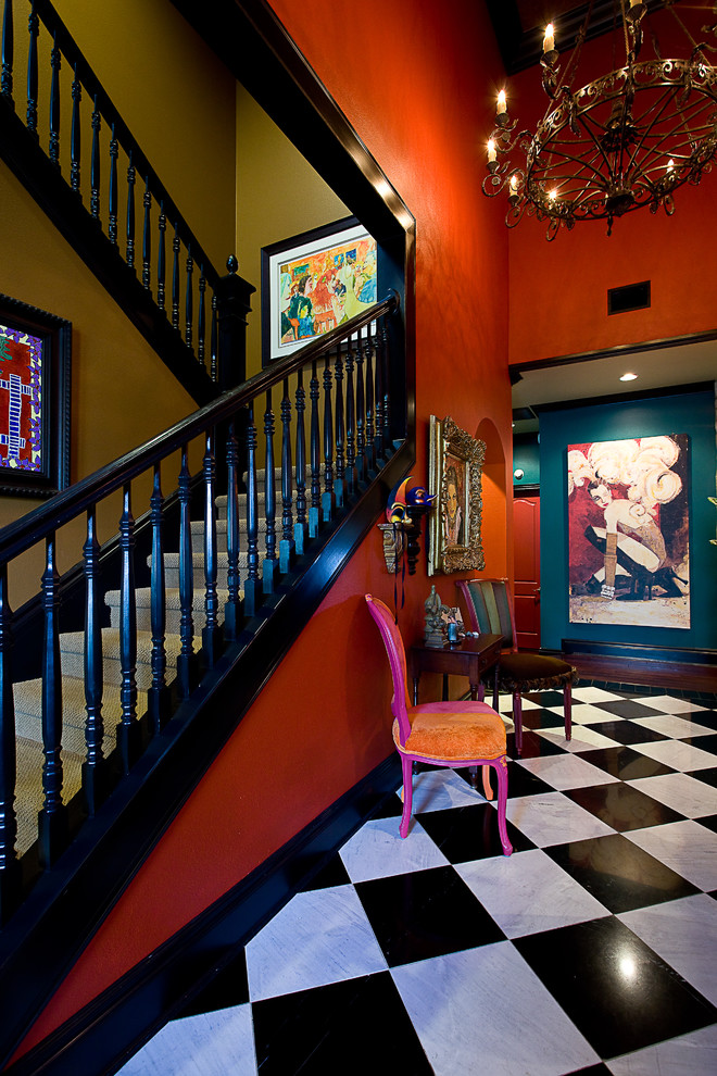 This is an example of an eclectic hallway in Austin.