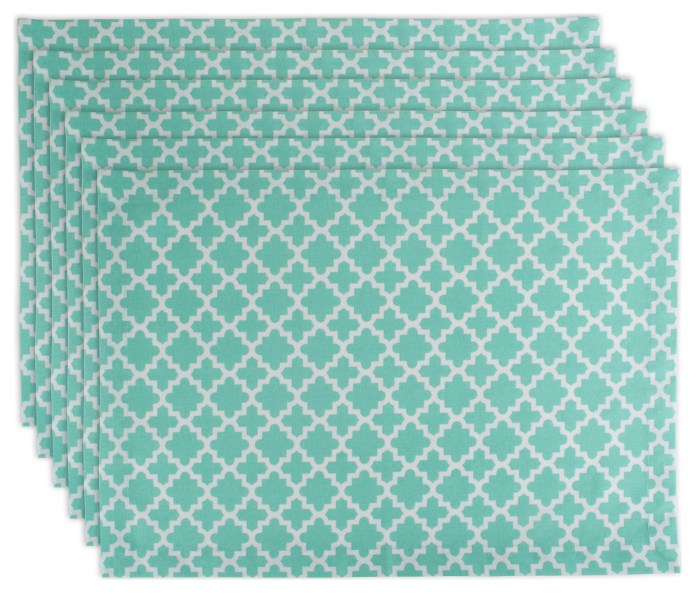 DII Aqua Lattice Placemat, Set of 6 Mediterranean Placemats by