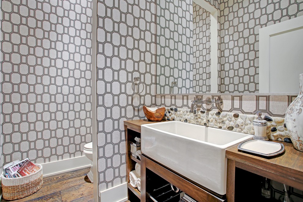 Design ideas for a country powder room in Houston.