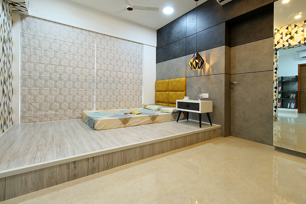 This is an example of a contemporary bedroom in Pune.