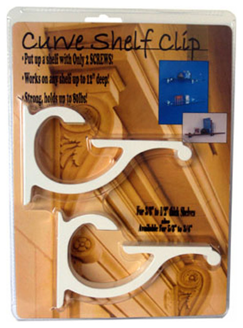 The Curve Clip For 3/8"-1/2" Thick Shelves, White Gloss
