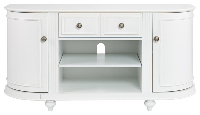 Wheaton Tv Media Stand Traditional, White Tv Stand With Rounded Corners