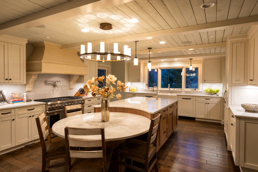 Example of a transitional kitchen design in Seattle