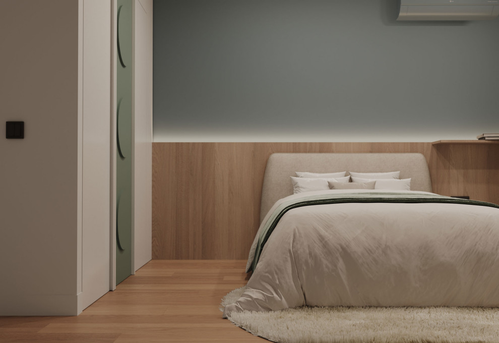 Современный интерьер с яркими акцентами и геометрическими формами