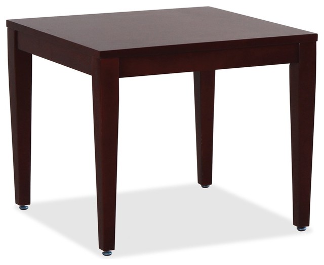 Lorell Mahogany Finish Solid Wood Corner Table, Square Top