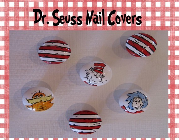 Dr. Seuss Cat in the Hat Nail Covers/Knobs by Funky Letter Boutique