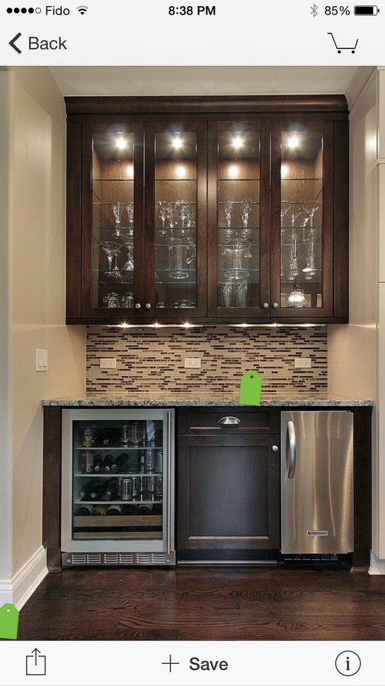 Pantry with Under Counter Glass Front Mini Wine Cooler