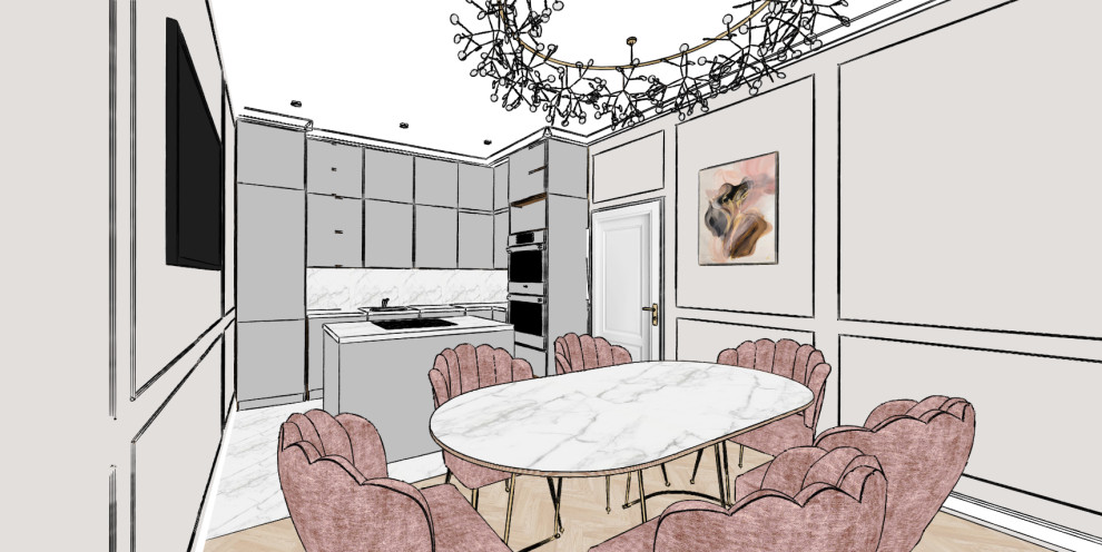 Скетчи квартиры в неоклассическом стиле