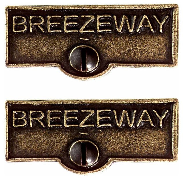 2 Switch Plate Tags BREEZEWAY Name Signs Labels Cast Brass ...