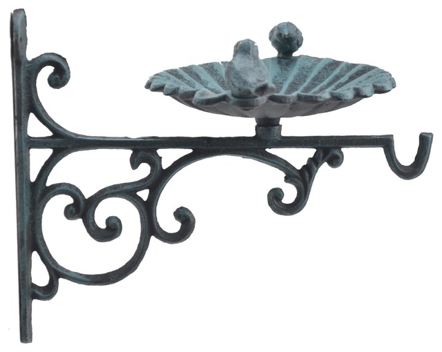 Plant Hanger Bird Bath Or Feeder, Verdigris Color, 10.25" Deep