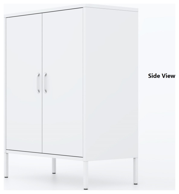 Storage Cabinet Metal Locker With Adjustable Shelves White ...