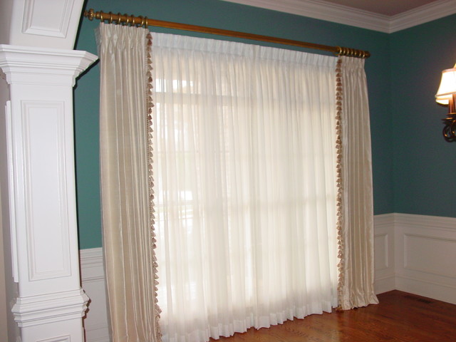 Pinch Pleated Draperies Over Sheer Panels Traditional