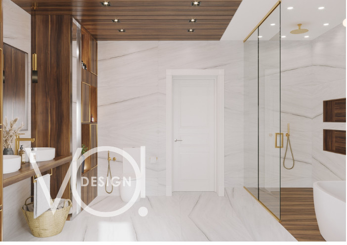 Загородный дом: кухня, гостиная и гостевой санузел